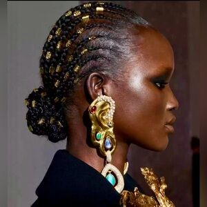 Schiaparelli Style Bejeweled Ear Earrings